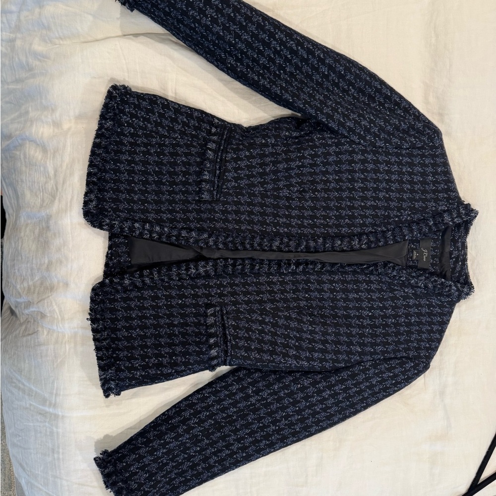 J. Crew Navy Tweed Blazer, Shadow Houndstooth